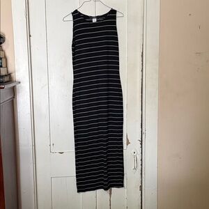 Tailor B. Moss Black and White Striped Midi Dress